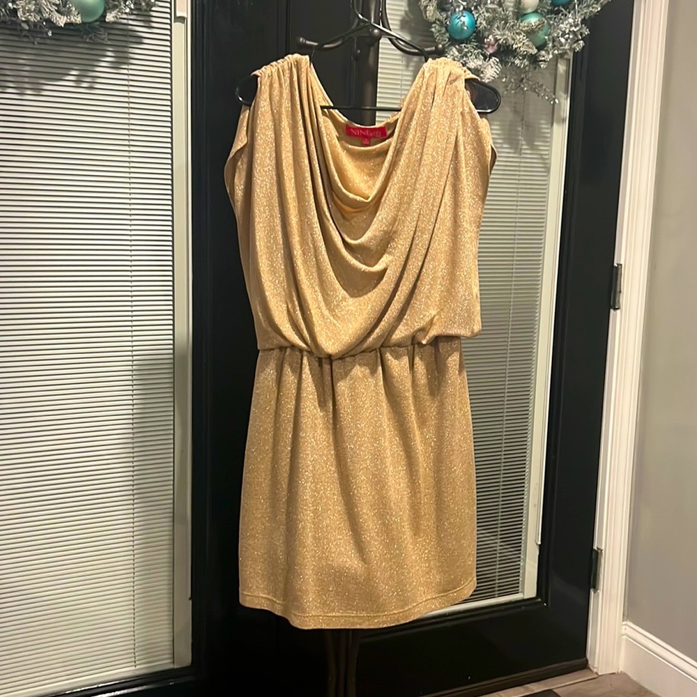 Gold sparkle size 14, Nine and Co. dress.